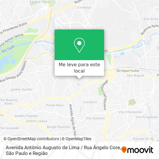 Avenida Antônio Augusto de Lima / Rua Ângelo Core mapa