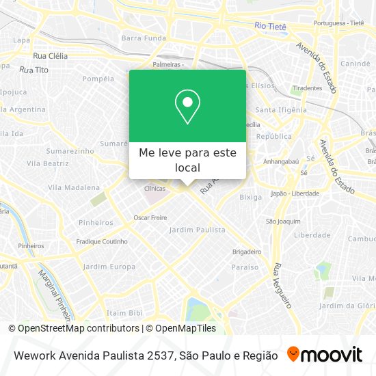 Wework Avenida Paulista 2537 mapa