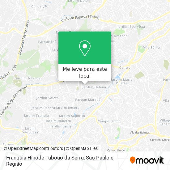 Franquia Hinode Taboão da Serra mapa