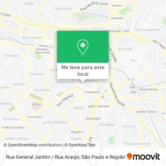 Rua General Jardim / Rua Araújo mapa