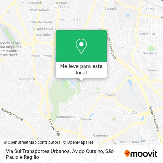 Via Sul Transportes Urbanos. Av do Cursino mapa
