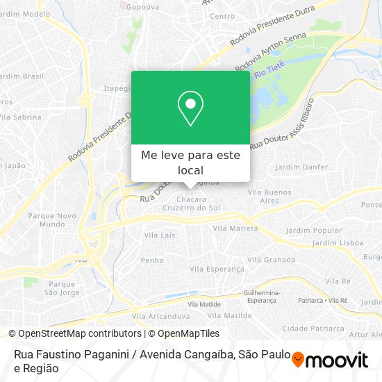 Rua Faustino Paganini / Avenida Cangaíba mapa