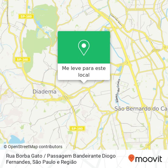 Rua Borba Gato / Passagem Bandeirante Diogo Fernandes mapa