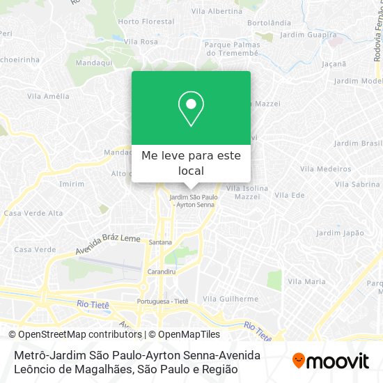 Metrô-Jardim São Paulo-Ayrton Senna-Avenida Leôncio de Magalhães mapa