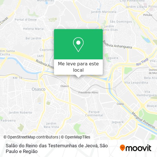 Salão do Reino das Testemunhas de Jeová mapa