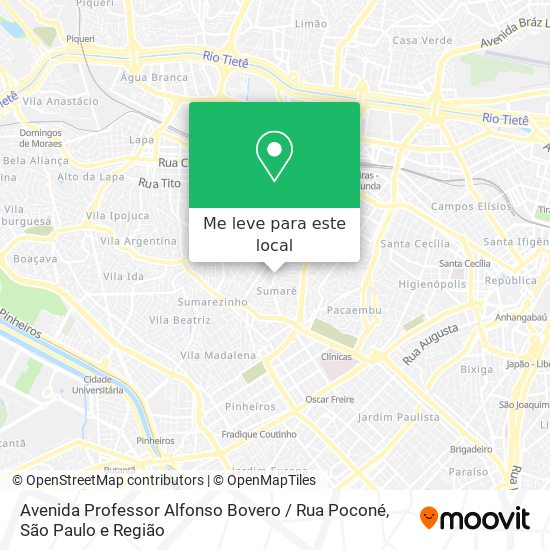 Avenida Professor Alfonso Bovero / Rua Poconé mapa