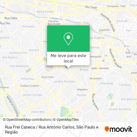 Rua Frei Caneca / Rua Antônio Carlos mapa
