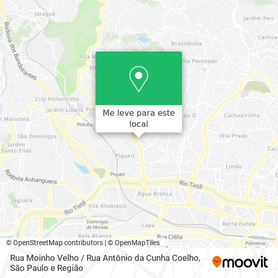 Rua Moinho Velho / Rua Antônio da Cunha Coelho mapa