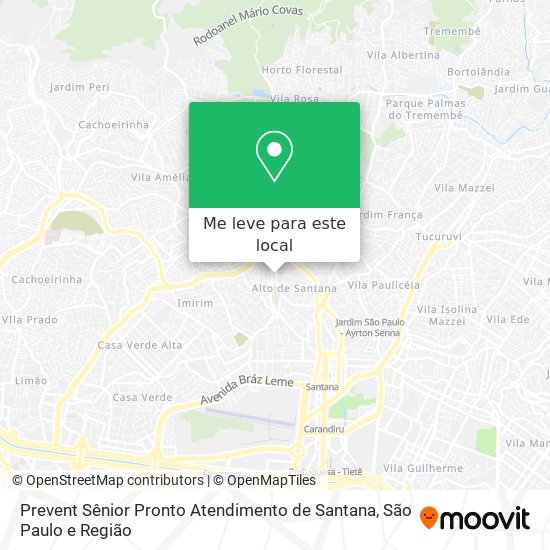 Prevent Sênior Pronto Atendimento de Santana mapa