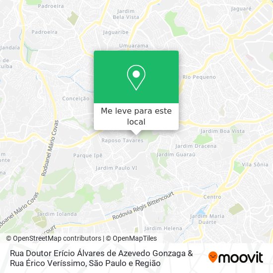 Rua Doutor Erício Álvares de Azevedo Gonzaga & Rua Érico Veríssimo mapa