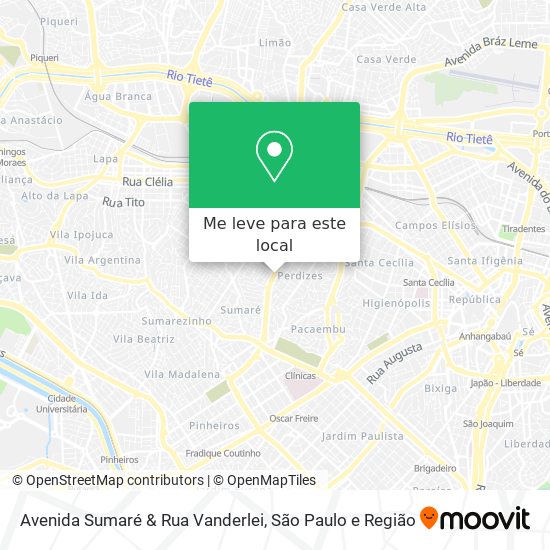 Avenida Sumaré & Rua Vanderlei mapa