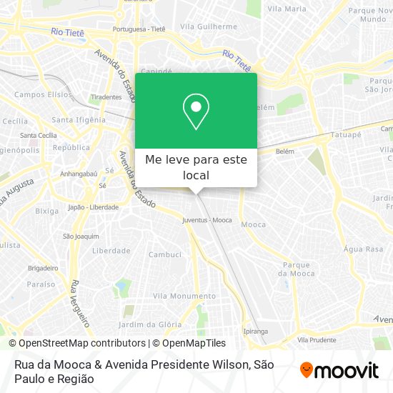 Rua da Mooca & Avenida Presidente Wilson mapa