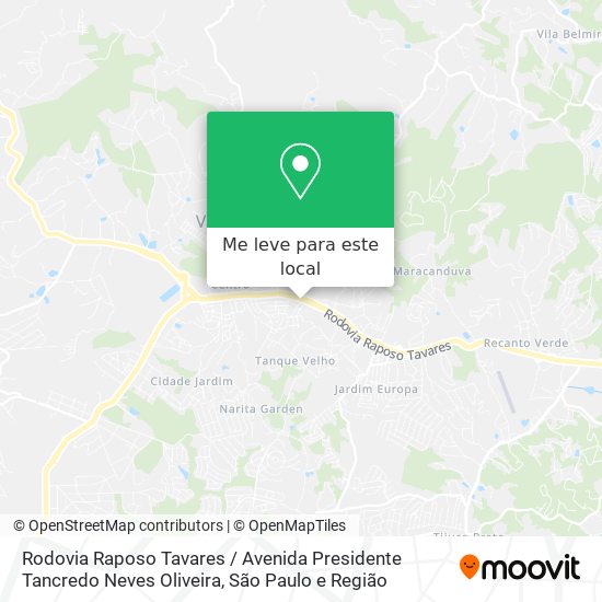 Rodovia Raposo Tavares / Avenida Presidente Tancredo Neves Oliveira mapa