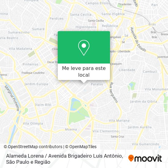 Alameda Lorena / Avenida Brigadeiro Luís Antônio mapa
