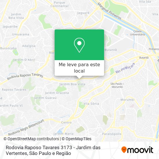 Rodovia Raposo Tavares 3173 - Jardim das Vertentes mapa