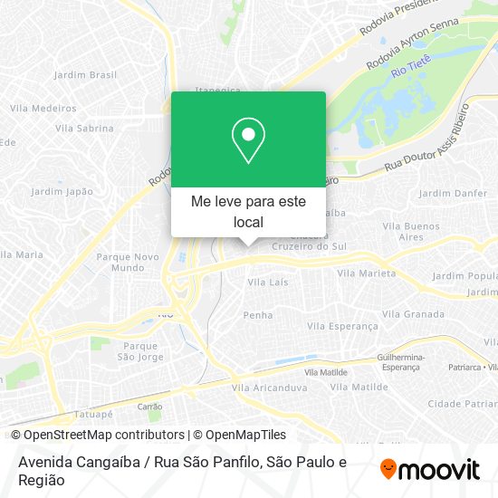 Avenida Cangaíba / Rua São Panfilo mapa
