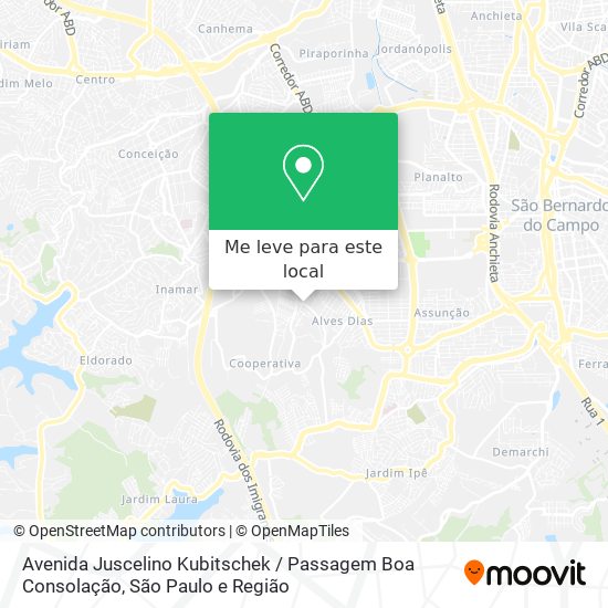 Avenida Juscelino Kubitschek / Passagem Boa Consolação mapa