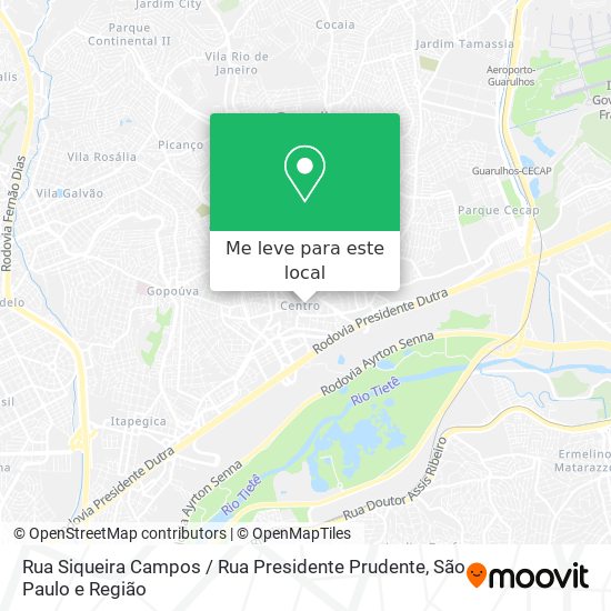 Rua Siqueira Campos / Rua Presidente Prudente mapa