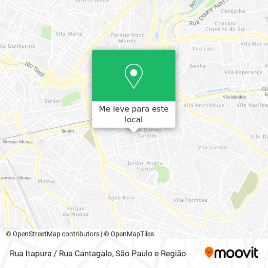 Rua Itapura / Rua Cantagalo mapa