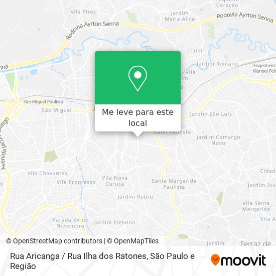 Rua Aricanga / Rua Ilha dos Ratones mapa