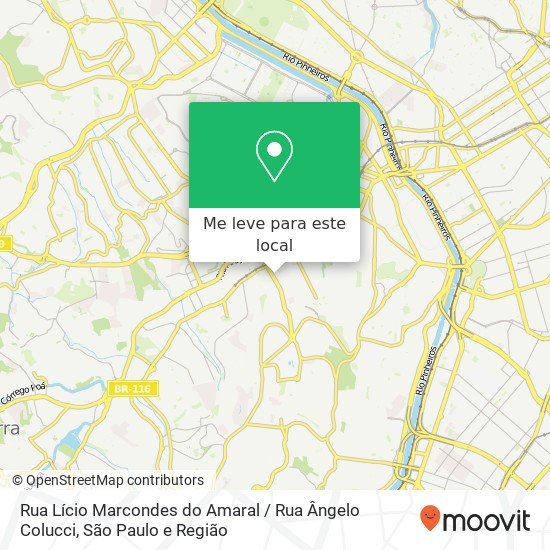 Rua Lício Marcondes do Amaral / Rua Ângelo Colucci mapa