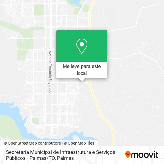 Secretaria Municipal de Infraestrutura e Serviços Públicos - Palmas / TO mapa