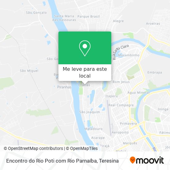 Encontro do Rio Poti com Rio Parnaíba mapa