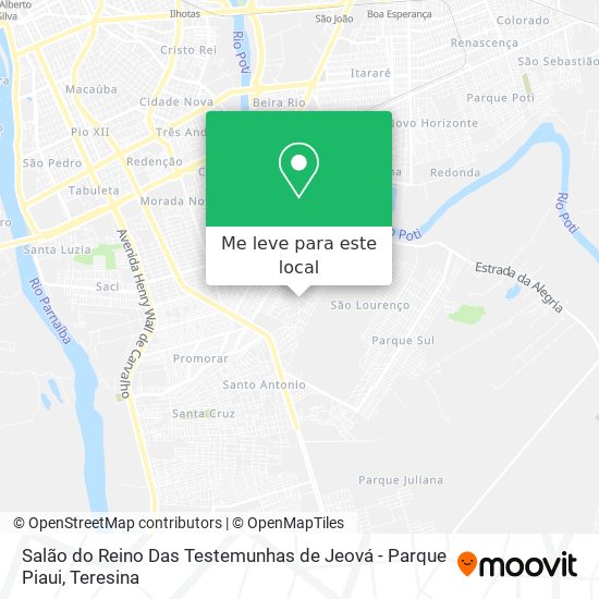 Salão do Reino Das Testemunhas de Jeová - Parque Piaui mapa