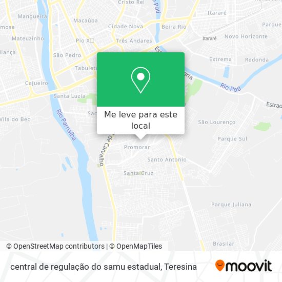 central de regulação do samu estadual mapa