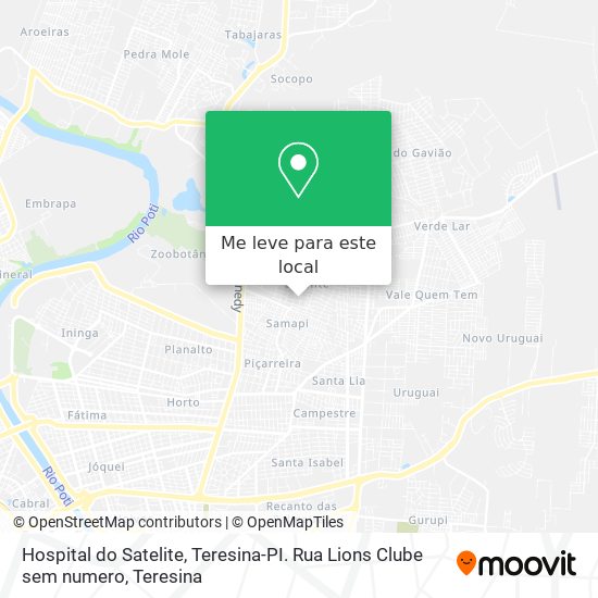 Hospital do Satelite, Teresina-PI. Rua Lions Clube sem numero mapa