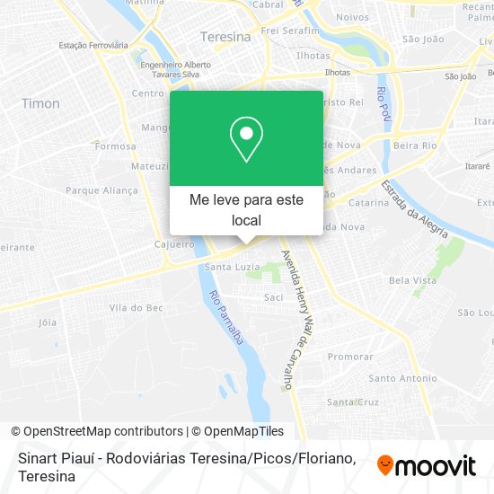 Sinart Piauí - Rodoviárias Teresina / Picos / Floriano mapa