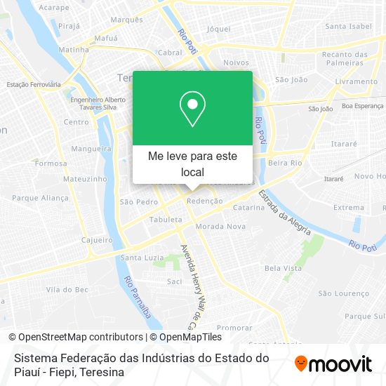 Sistema Federação das Indústrias do Estado do Piauí - Fiepi mapa