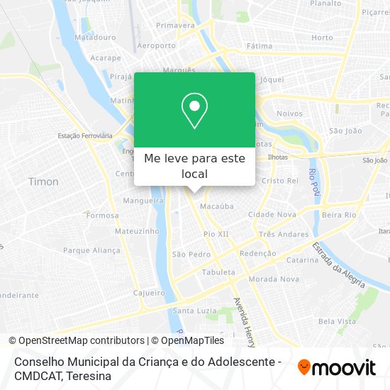 Conselho Municipal da Criança e do Adolescente - CMDCAT mapa