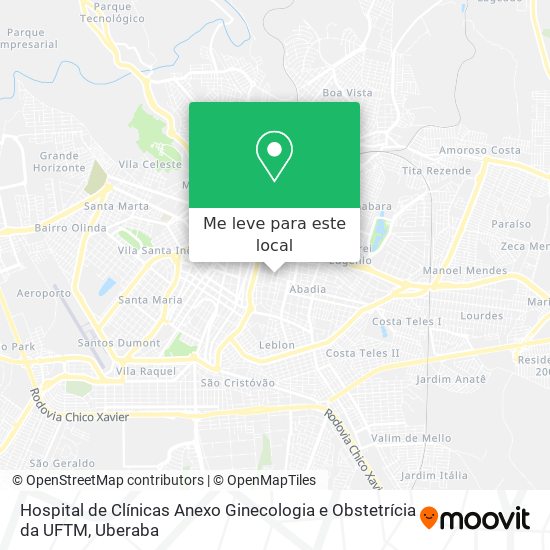 Hospital de Clínicas Anexo Ginecologia e Obstetrícia da UFTM mapa