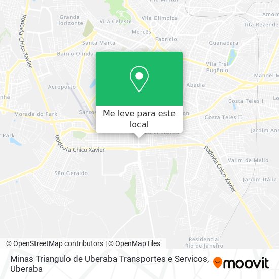 Minas Triangulo de Uberaba Transportes e Servicos mapa