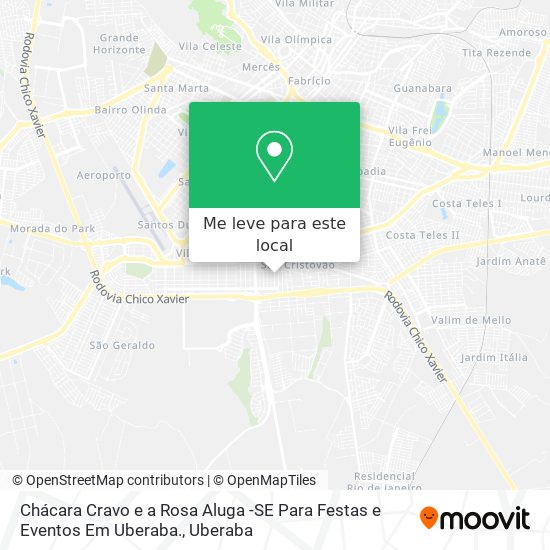 Chácara Cravo e a Rosa Aluga -SE Para Festas e Eventos Em Uberaba. mapa