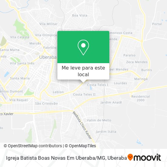 Igreja Batista Boas Novas Em Uberaba / MG mapa