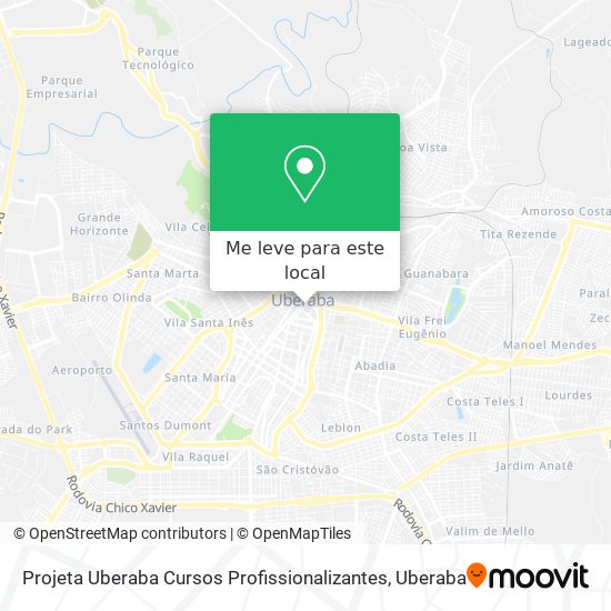 Projeta Uberaba Cursos Profissionalizantes mapa