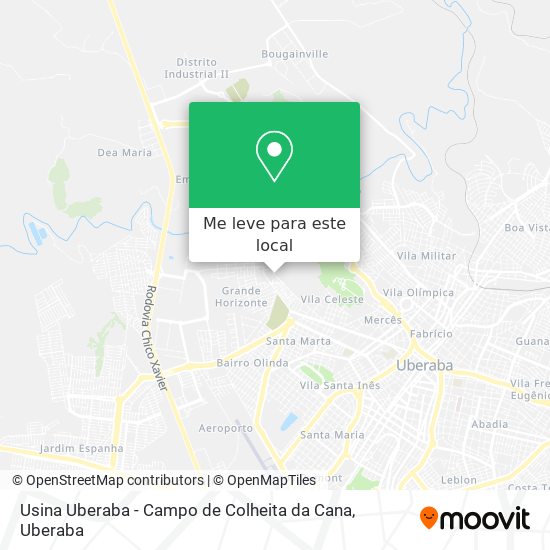 Usina Uberaba - Campo de Colheita da Cana mapa