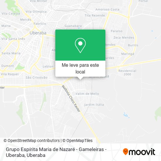 Grupo Espírita Maria de Nazaré - Gameleiras - Uberaba mapa