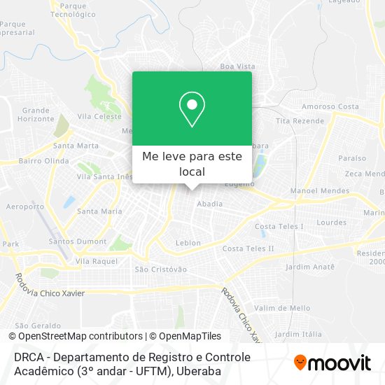 DRCA - Departamento de Registro e Controle Acadêmico (3º andar - UFTM) mapa