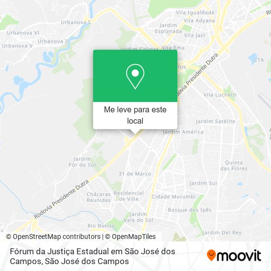 Fórum da Justiça Estadual em São José dos Campos mapa