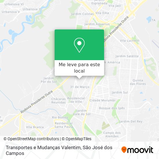 Transportes e Mudanças Valentim mapa