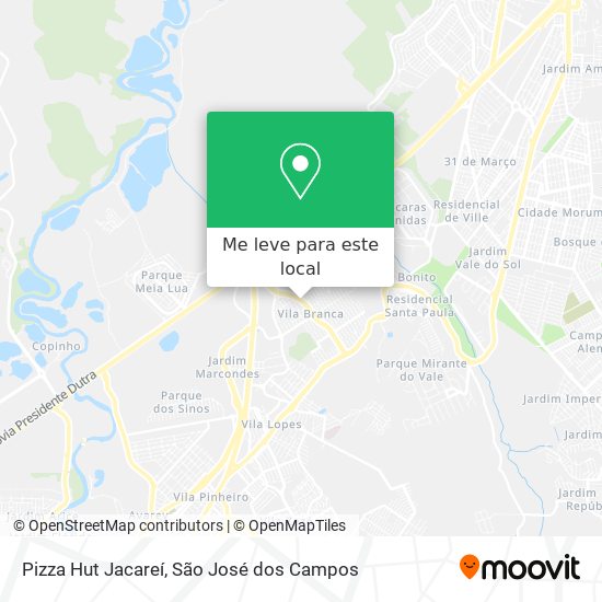 Pizza Hut Jacareí mapa