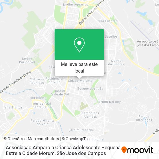 Associação Amparo a Criança Adolescente Pequena Estrela Cidade Morum mapa