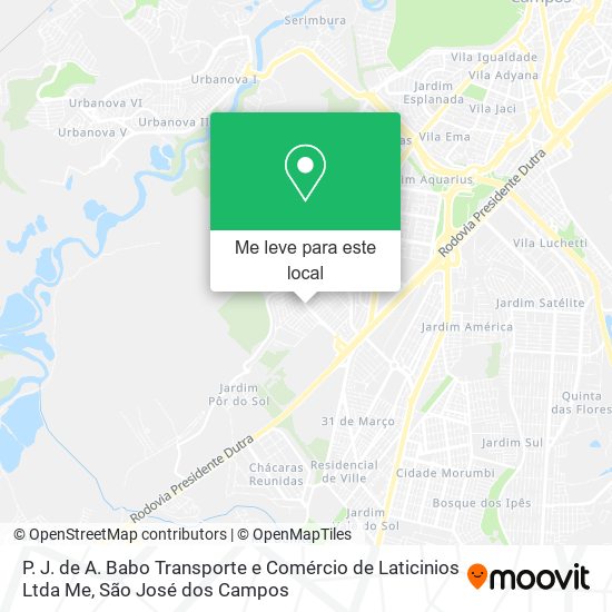 P. J. de A. Babo Transporte e Comércio de Laticinios Ltda Me mapa