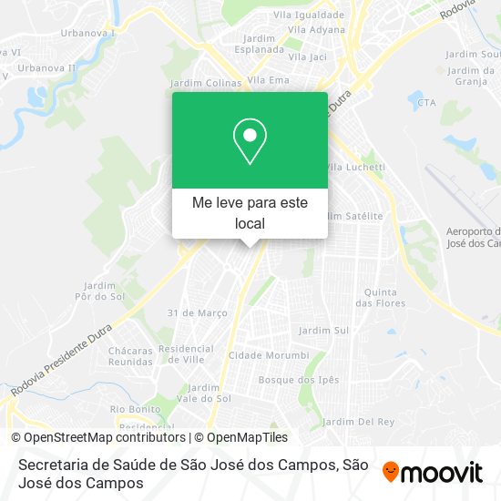 Secretaria de Saúde de São José dos Campos mapa