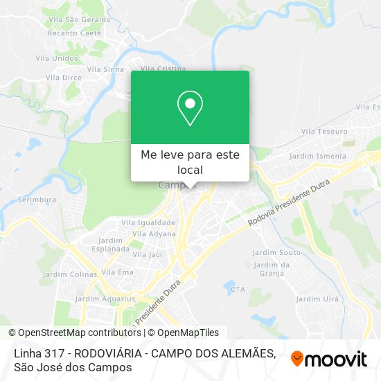 Linha 317 - RODOVIÁRIA - CAMPO DOS ALEMÃES mapa