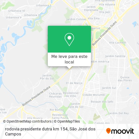 rodovia presidente dutra km 154 mapa