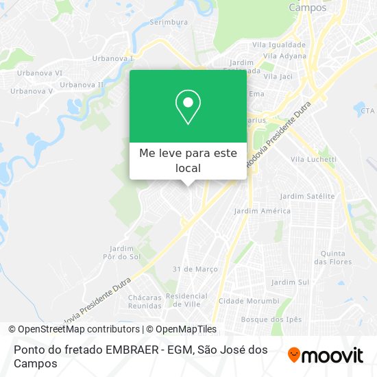 Ponto do fretado EMBRAER - EGM mapa